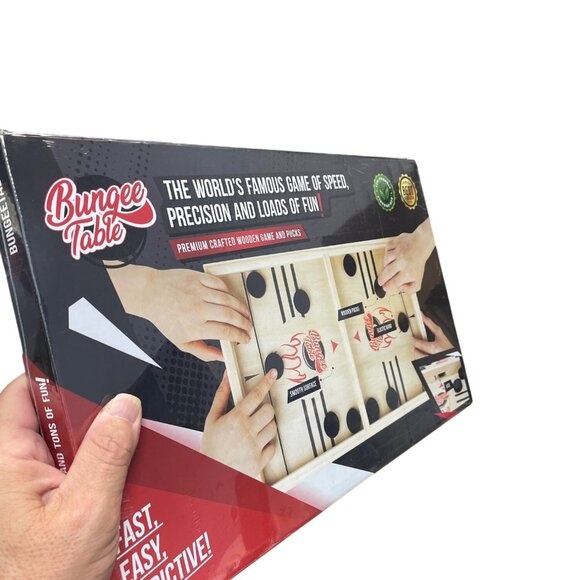 Bungee Table Wooden Fast-Paced Game Set With Elastic Bands Pucks SKU 9417 - Picture 10 of 10